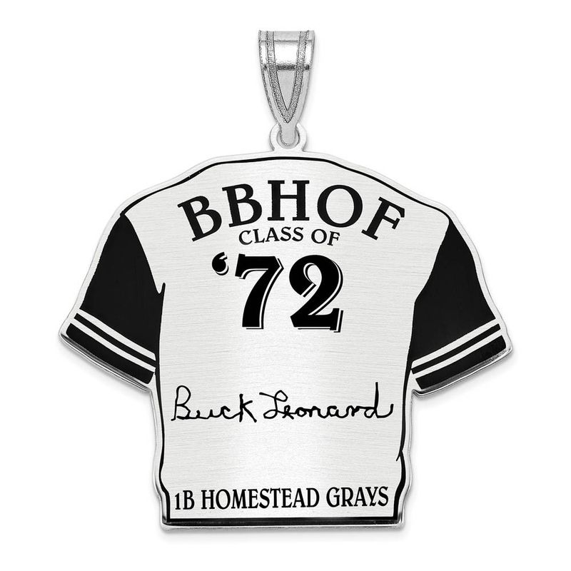 Sterling Silver Buck Leonard Signature Enamel Jersey Pendant